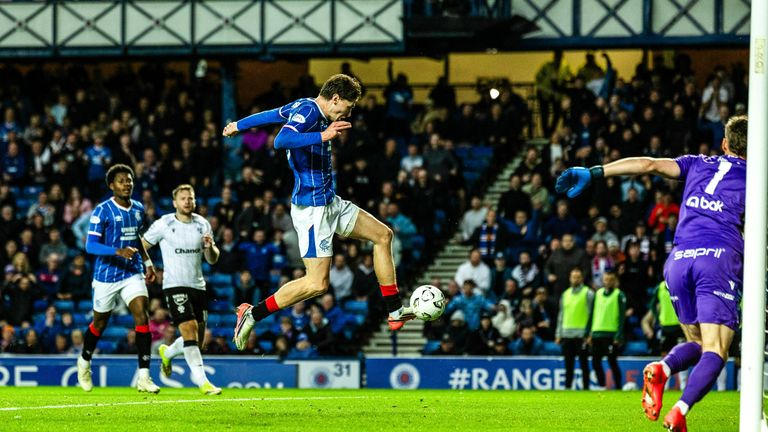 Ryan Naderi scored Rangers only going against Jablonec at Ibrox